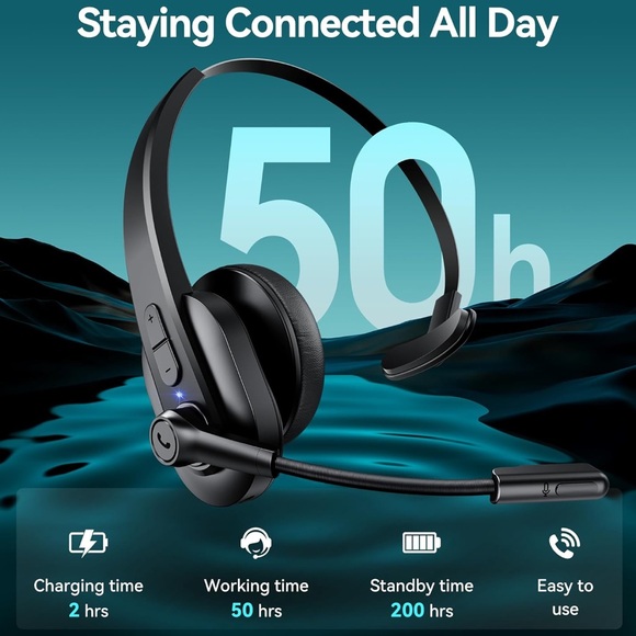 SNIB Single-Ear Wireless Noise Cancellation Bluetooth Headset with USB Dongle - Picture 4 of 7